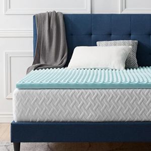 LUCID Surmatelas 90 x 190 cm | Conception Ergonomique Alv&eacute;ol&eacute;e et Respirante | Mousse &agrave; Memoire de Forme avec Gel Rafraichissant |&Eacute;paisseur 5 cm, 1 personne, Blue