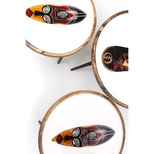 Image de Kare Design Set de 3 Tables d'Appoint African Masks Acier Multicolore KENYA