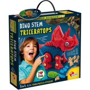 Lisciani Giochi I'm a Genius Science - Dinosaure A Assembler - Triceratops - Jeu De Construction - Puzzles Et Stickers Inclus - Jeu Educatif Et Scientifique - Pour Enfants à partir de 5 ans