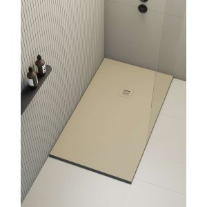 Receveur de douche Poalgi, extraplat, beige Albero, L.80 x l.170 cm, finition sable, série Hos's