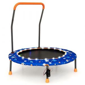 Giantex Trampoline Enfant Ø92CM avec 21 Lumières LED, pour Enfant de 3-6 Ans (Bleu)