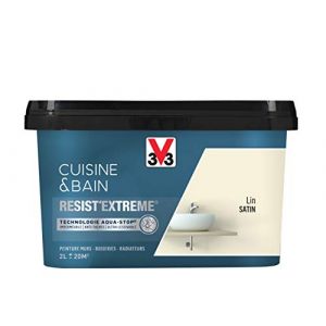 V33 Peinture murs cuisine et bain Resist'Extreme 2L lin satin