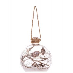 Image de JJA Boule de noël en verre petite fiole givrée 9 cm - Marron