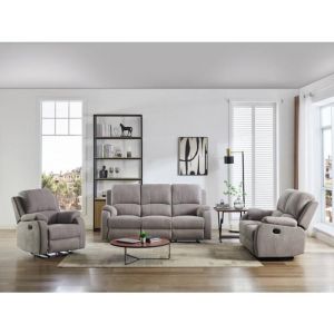 Vente-unique - Canapé 3 places et 2 places relax en microfibre gris clair brody