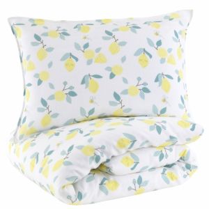 Little Crevette Parure de couette gaze de coton bio LIMONADE