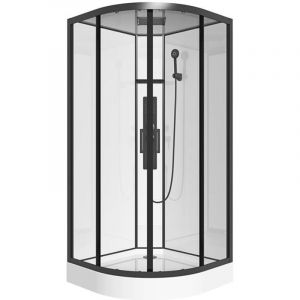 Cabine de douche hydromassante en quart de cercle - L90 x l90 x H215 cm - SOLENA