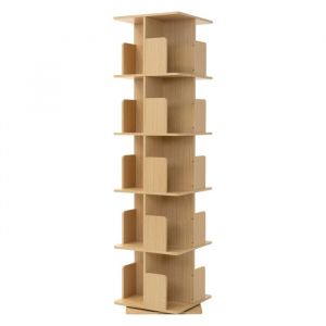 Ml-Design Biblioth&egrave;que Tournante Enfant 5 Niveaux 20 Compartiments Aspect Ch&ecirc;ne-Bois 40x155x40 cm &Eacute;tag&egrave;re Pivotante 360&deg; Rangement Livres Jouets pour