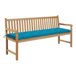 VidaXL Banc de jardin avec coussin bleu clair 175 cm Teck massif