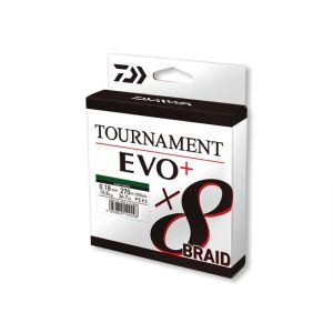 Daiwa Tournament X8 Braid Evo+ 0.14mm, 10.2kg/22.4lbs, 135m Vert Foncé, Ligne de Pêche Tressée, 12760-014