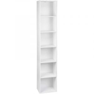 Bibliot que MDF étagère de rangement pour bureau salon salle d'étude avec 6 compartiments 158,4 cm blanc 19_0000210