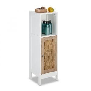 Relaxdays Meuble salle de bain avec porte en rotin - 10035341-0