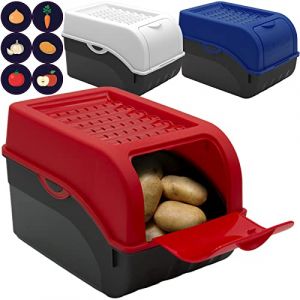 Artecsis 3 Boîtes de conservation alimentaire Bleu Blanc Rouge + 6 Stickers / pour env. 4kg de Pommes de terre / Légumes Oignons