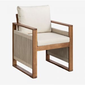 Chaise De Jardin Avec Accoudoirs En Bois D'acacia Nayely Brun Acacia - Neuf