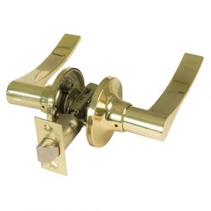 AMIG - Ensemble de poignées de porte avec loqueteau | Rosace pour portes | Poignée idéale pour portes en bois | Zamak | Doré | Loqueteau d'entrée de 60/70 mm | Poignée porte intérieure | Bord carré