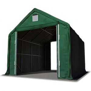 Intent24 Hall hangar de stockage 5 x 10 m / hauteur de côté 3m tente industrielle avec bâche PVC ignifugé 720g/m² vert fonce.FR