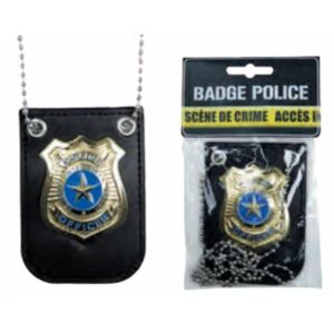 Ruedelafete Badge Police en métal doré (collier)