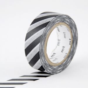 Masking tape mt 7 m x 15 mm Rayures Noir