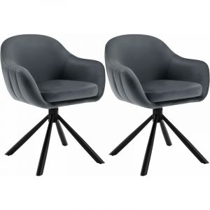 Lot de 2 Chaises Salle à Manger Pivotante à 360° en Velours. Pieds en Métal. Chaise de Cuisine avec Dossier et Accoudoirs. Chaise Ergonomique. Chaise