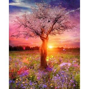 Figured'Art Peinture par Numéro Adulte avec cadre Arbre Corps de Femme - Kit DIY Numéro d'Art - 40x50cm toile tendue sur châssis