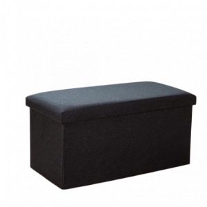 Ceruzo Banc pliable avec rangement - Boîte de rangement noire 76 x 38 x 38 cm - Boîte de siège en lin robuste - Boîte de rangement multifonctionnelle pour le salon, le couloir ou la chambre à coucher