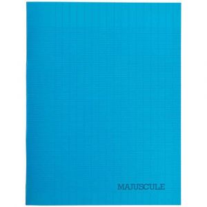 Majuscule Cahier piqures grand carreaux polypropylene 17x22 64p 90g bleu