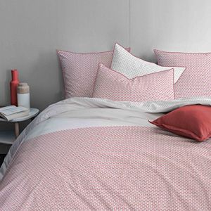 Matt & Rose Parure de lit imprimée 100% coton - ENVOL GRAPHIQUE MATT&ROSE. Taille : 260x240 cm + 2 TO 50x70 cm. Couleur : Blush, argent