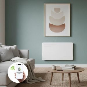 Radiateur &eacute;lectrique connect&eacute; 1500W &agrave; inertie s&egrave;che c&eacute;ramique horizontal Blanc Alice