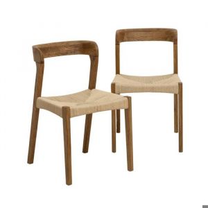 Chaise en bois de ch&ecirc;ne et en corde Auren (lot de 2)