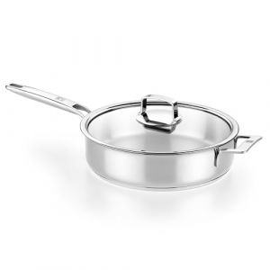 Bra Signature | Cuisini&egrave;re avec Couvercle, 28 cm, sans antiadh&eacute;sif, acier inoxydable 18/10, Full Induction, pour toutes sources de chaleur, y compris Induction