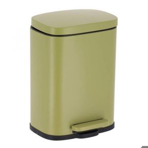 Tendance Poubelle metal rectangulaire 5l frein de chute a pedale - vert olive