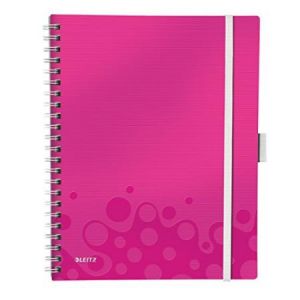 Image de Leitz 4644-00-23 - Cahier Wow Be Mobile A4+, 160 pages 80 g/m² lignées perforées, reliure intégrale, couverture PP, rose métallique