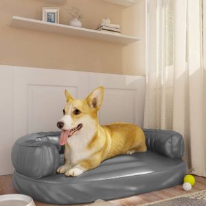 Image de VidaXL Lit pour chien ergonomique Mousse Gris 75x53 cm Similicuir