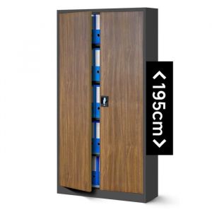 Armoire de bureau en métal JAN H, 900 x 1950 x 400 mm, Eco Design : anthracite/noyer