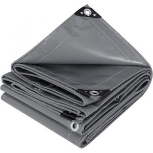 WOLTU B&acirc;che de Protection en PVC Poids 500g-m&sup2; b&acirc;che Industrielle Couverture &eacute;tanche,3x6m,Gris Fonc&eacute;