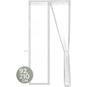O'DADDY Rideau de porte Deluxe FIBER - Rideau anti-moustiques magnétique - Pour portes neuves et standard - Installation facile - Moustiquaire de porte blanche - 92x210 cm