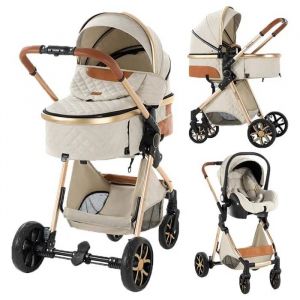 Poussette 3 En 1 Magic Zc Poussettes Combin&eacute;es Poussette Pour Nouveau-N&eacute; Jusqu'&agrave; 15kg 0-3ans Avec Sac &Agrave; Main Guidon R&eacute;versible Blanc