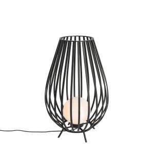 Qazqa Lampadaire d'extérieur design noir avec verre opale 45 cm IP44 - Angela