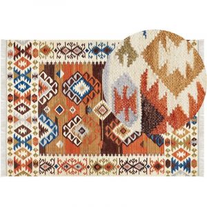 Beliani Tapis Kilim Multicolore en Laine 200 x 300 cm avec Franges Oriental Fait Main Vosketap