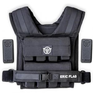 Gilet Lesté - ERIC FLAG - 20kg Ajustable - Poids Amovibles - Noir - Pour Musculation