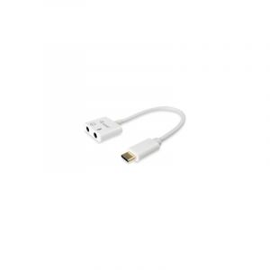 Equip Adaptateur de c&acirc;ble usb-c vers jack audio 2 3,5 mm femelle pour casque et microphone