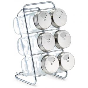 Zeller Lot de 7 Pots à épices en Verre et Acier Inoxydable
