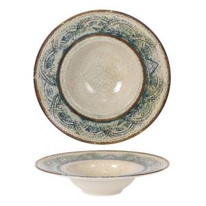 Lot de 6 assiettes creuses TANIA, plat &agrave; soupe &agrave; p&acirc;tes en porcelaine imprim&eacute;s -Dimensions : 27,5 x 6,5 cm - VISIODIRECT -