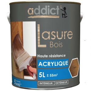 Addict LASURE BOIS ACRYLIQUE SATIN 5L Couleur CHENE protège décor