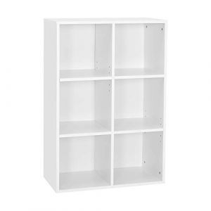 Meerveil Meuble de Rangement, Biblioth&egrave;que en Bois de 6 casiers, &Eacute;tag&egrave;re de Rangement &agrave; 3 Niveaux, pour Salon, Bureau, Salle d&rsquo;&eacute;tude, Blanc
