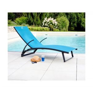 Ozalide POLENCA - lot de 2 transats de jardin - Aluminium - Bleu Canard