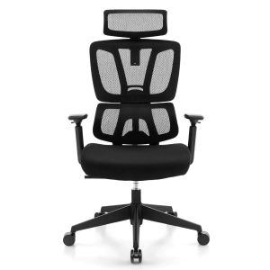Chaise de bureau ergonomique Coast avec accoudoir et appui-tête - hauteur réglable - 72 x 72 x 117 - 126,5 cm - noir