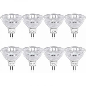 Odipie - 50W GU5.3 MR16 Ampoule Halogène Dimmable, dc 12V Basse Tension 2 Broches Base Spotlight Réflecteur Ampoules, 800 Lumen, Blanc Chaud