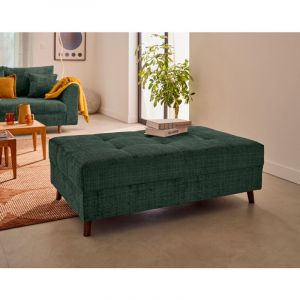 Lisa Design - Rune - pouf en velours textur&eacute; - vert