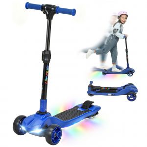Trottinette &Eacute;lectrique Enfant Pliable 3 Roues 8km/H Max Led Bleu