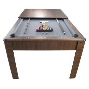 Playmobil Billard Américain AMBIANCE 7Ft - 226,5 x 126,5 x 80 cm avec accessoires et plateau dînatoire - Couleur Chêne et Tapis Gris